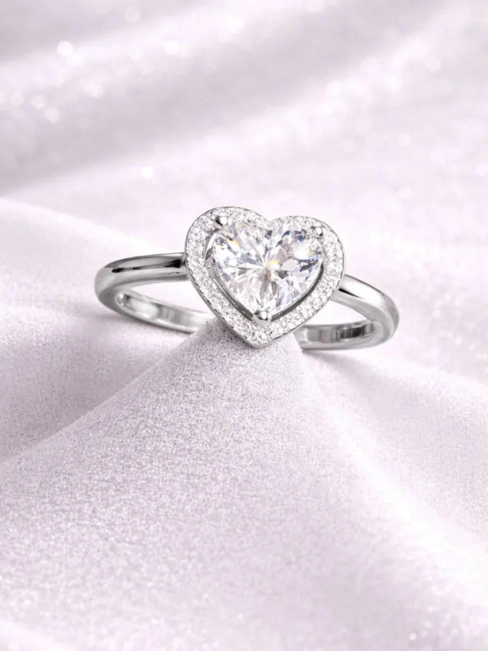 NWT 2.0ct Heart-Shaped Moissanite Ring | S925 Sterling Silver | Adjustable